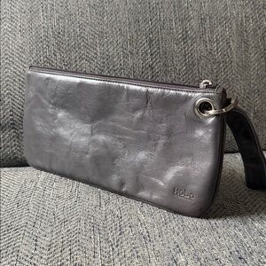 HOBO International Gray Leather Wristlet Clutch Organizer